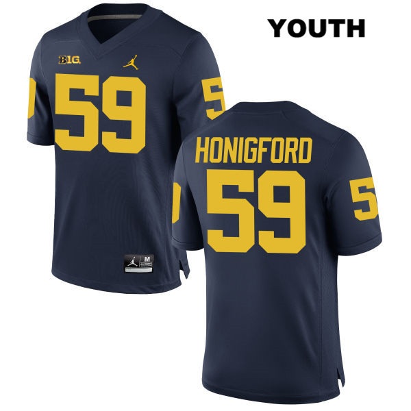 Youth NCAA Michigan Wolverines Joel Honigford #59 Navy Jordan Brand Authentic Stitched Football College Jersey AQ25P44VD